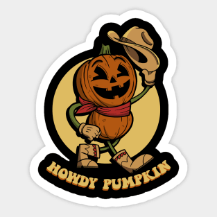 Howdy Pumpkin Retro Western Halloween T-Shirt Sticker